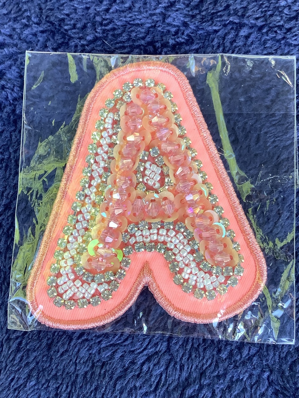 Stoney Clover Lane Coral Pink Beaded Letter A Appliqué